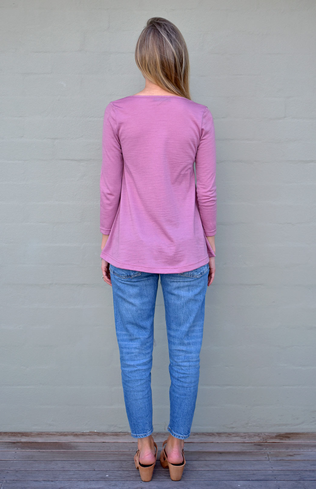 Mauve Pink Women's Merino Wool Swing Top
