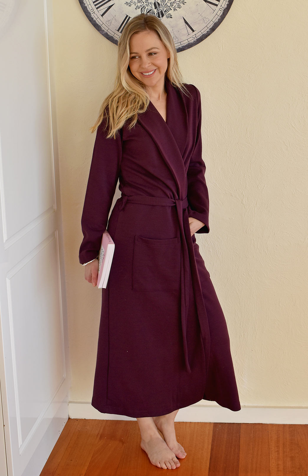 Mauve Purple Fleece Hooded Dressing Gown | PrettyLittleThing