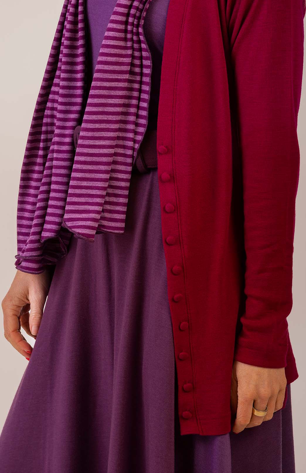 Lightweight Striped Scarf Women's Merino Wool Plain Scarf