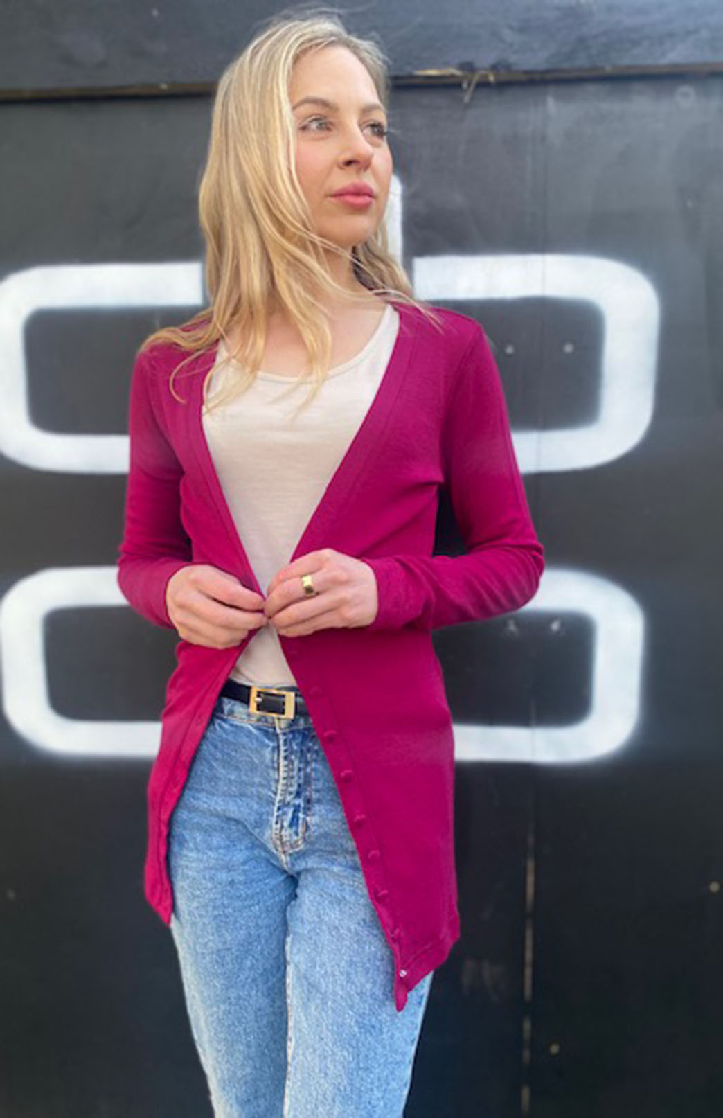 Annie Cardigan Women's Merino Wool Long Sleeve Button Cardigan