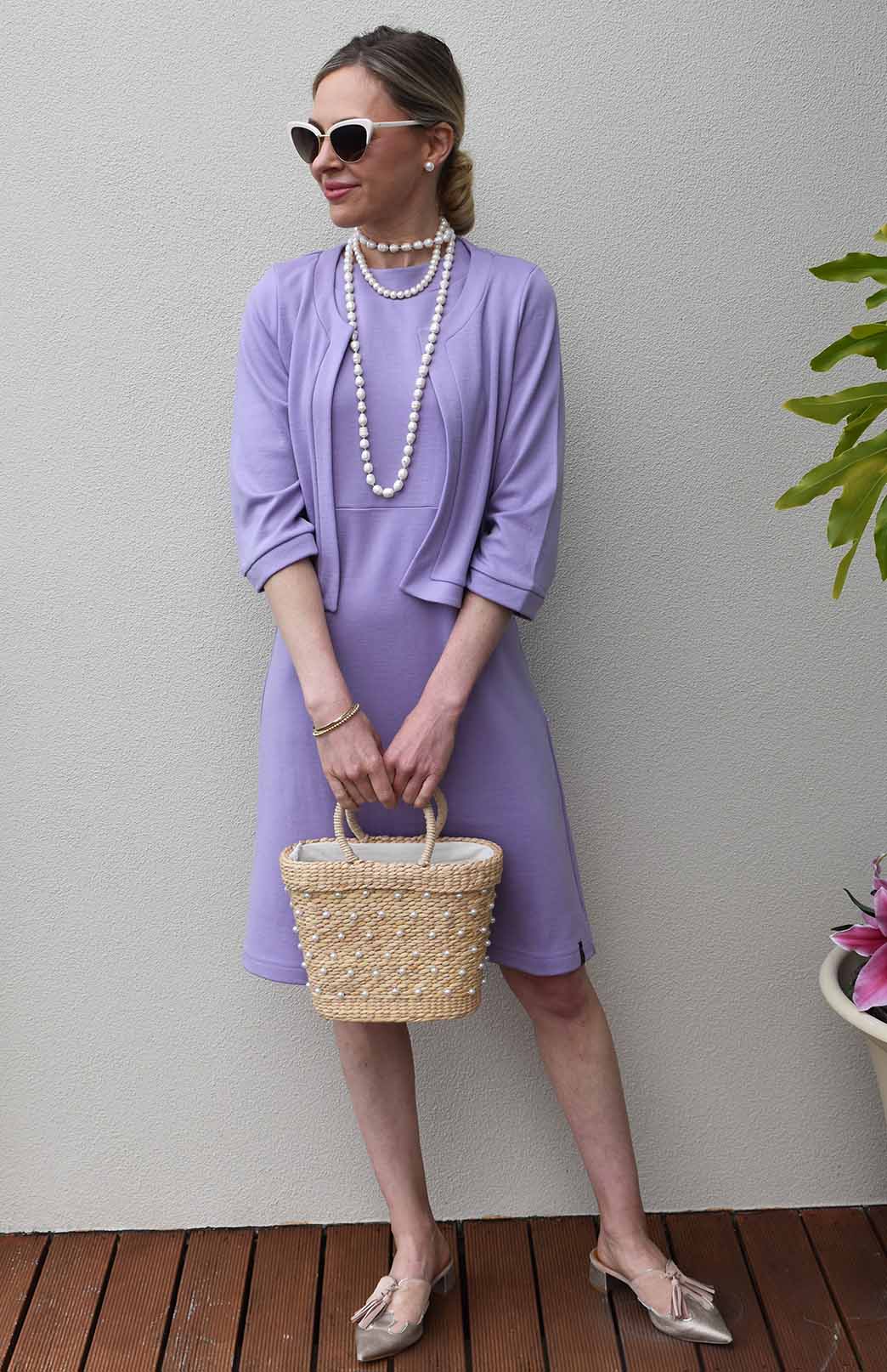 Soft Violet Purple Women's Merino Wool Reversible Crop Coco Jacket