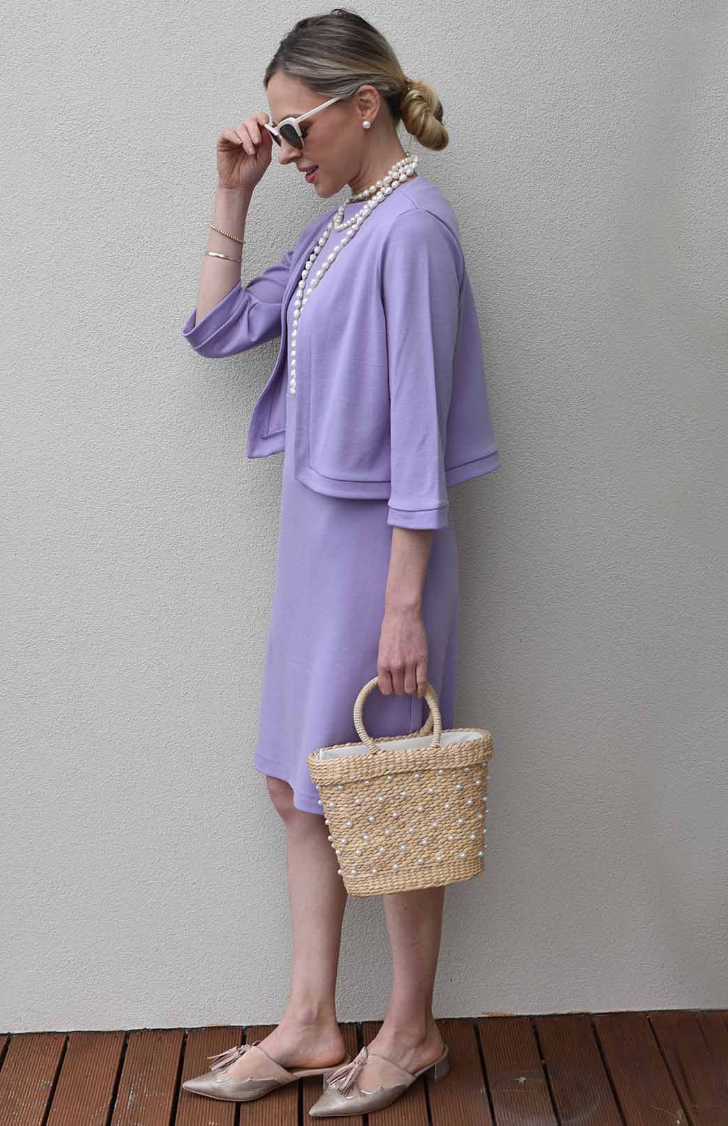 Soft Violet Purple Women's Merino Wool Reversible Crop Coco Jacket