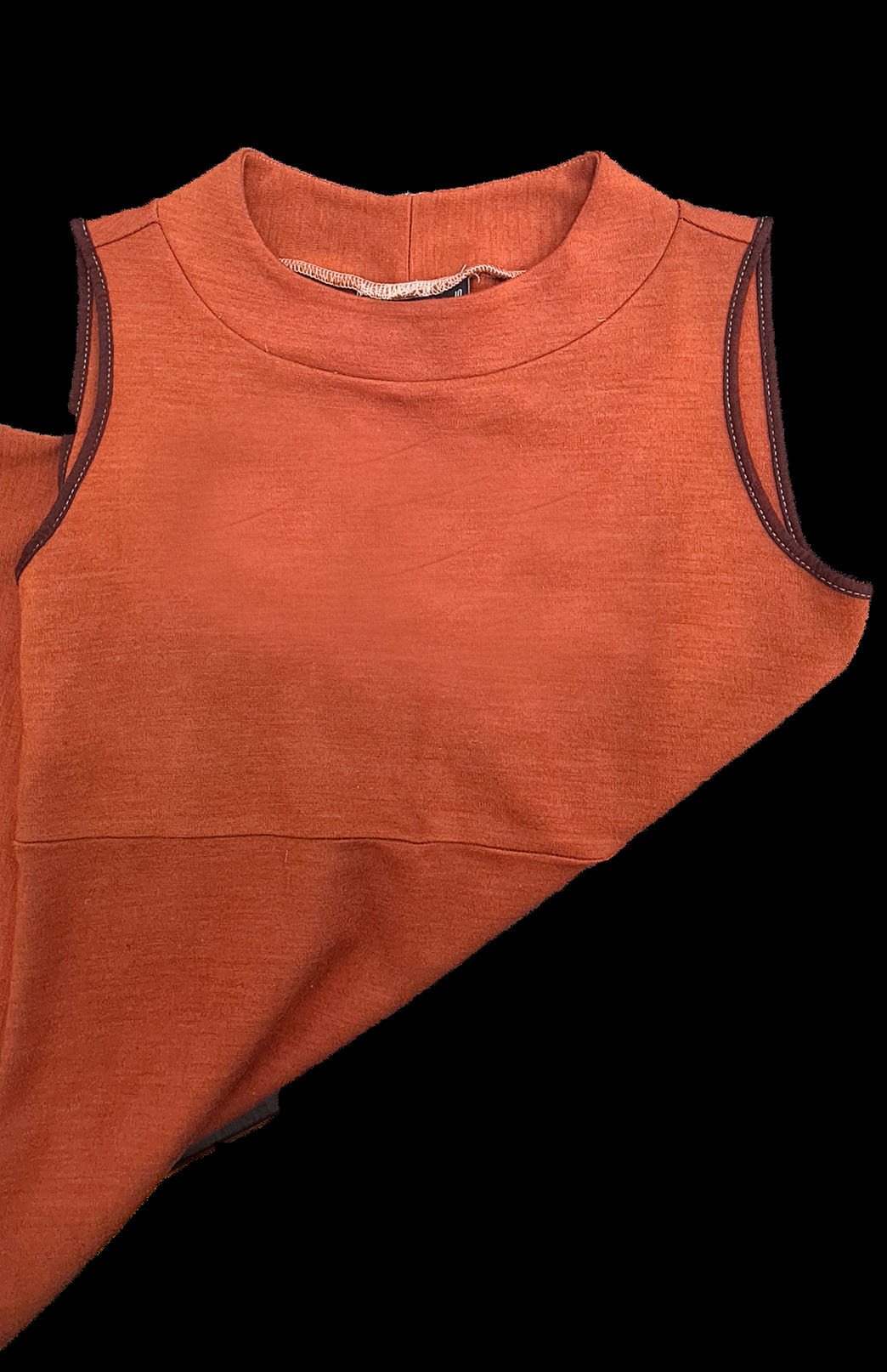Terracotta Women&#39;s Merino Wool Sleeveless Straight Dress
