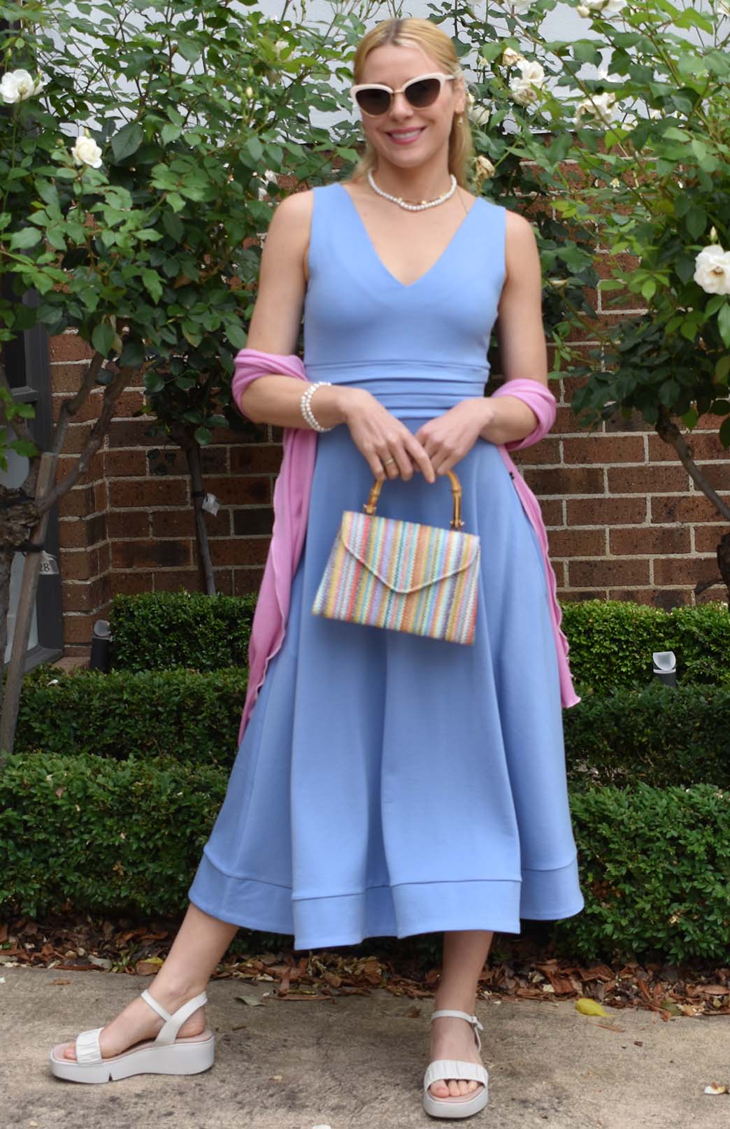 Jacaranda Blue Women's Merino Wool V-Neck A-Line Dress