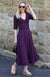 Aubergine Purple Women&#39;s Merino Wool V-Neck Classic Dress
