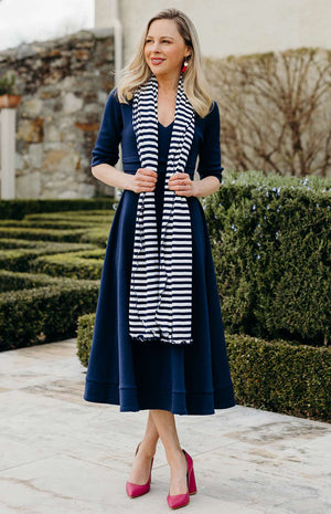 Navy Blue and Ivory Stripe