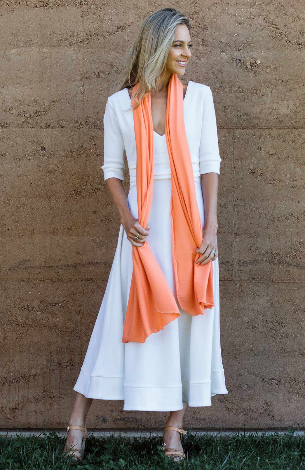 Vintage Ivory Women's Merino Wool V-Neck Classic Dress