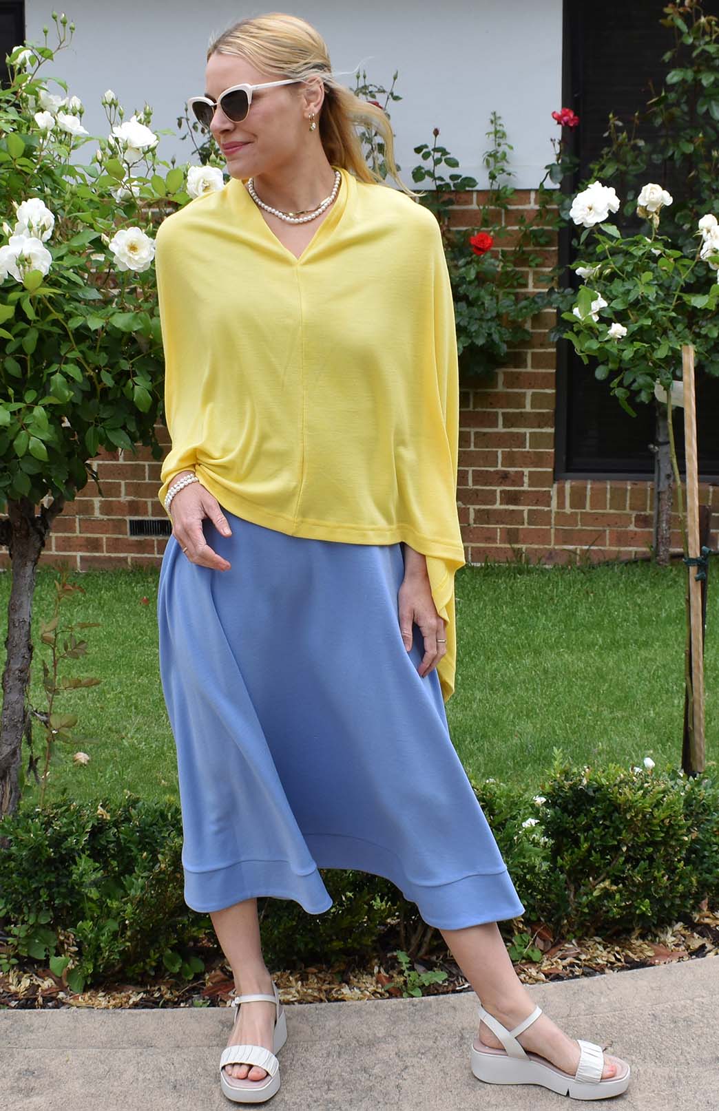 Lemon Zest Yellow Women's Merino Wool Plain Poncho