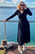 Black Women&#39;s Merino Wool V-Neck Classic Dress
