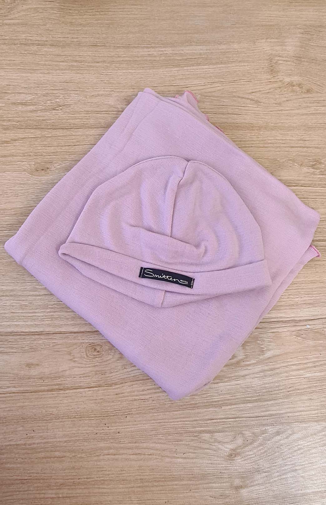Dusty Pink Pure Merino Wool Baby Wrap and Beanie Set