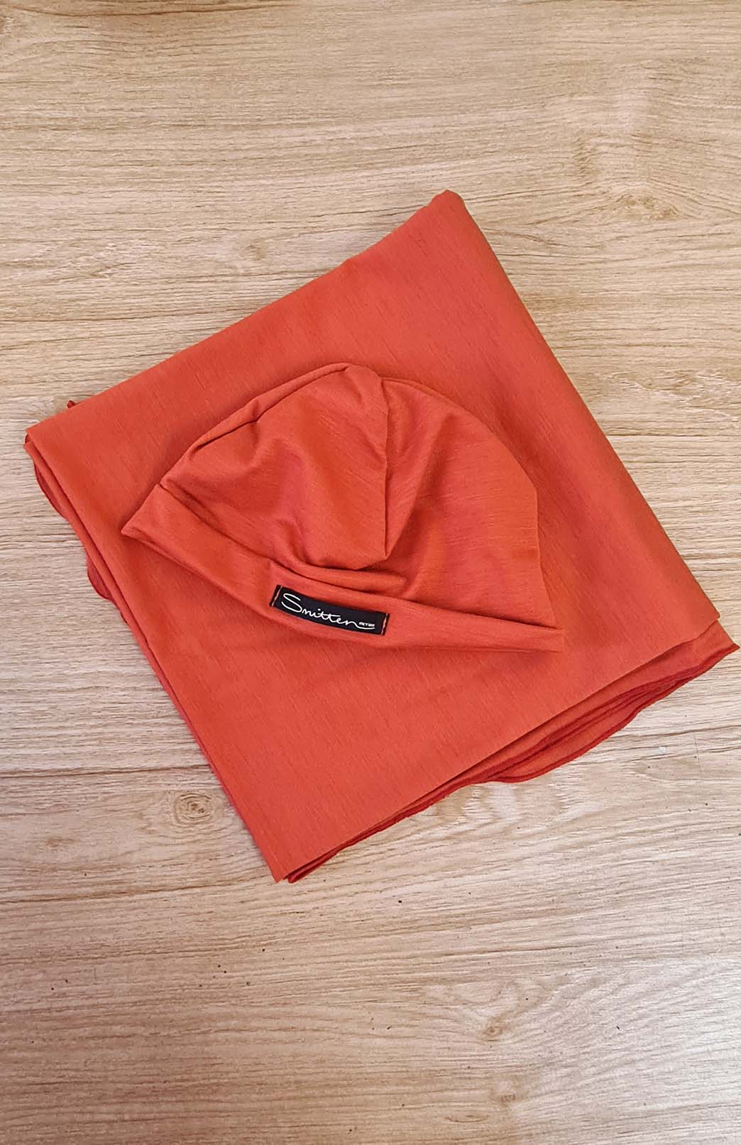Tangerine Jersey Pure Merino Wool Baby Wrap and Beanie Set