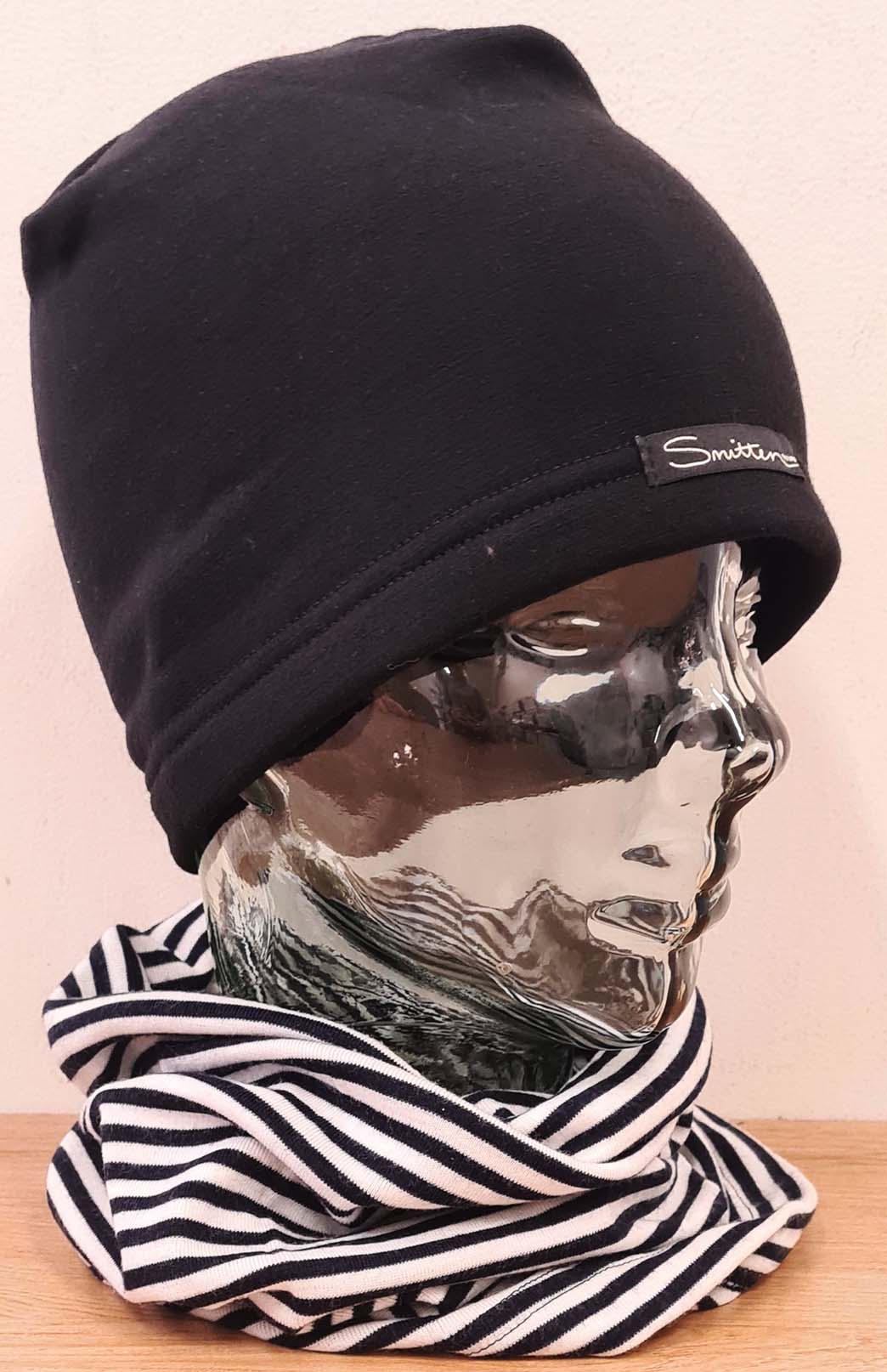 Navy & Ivory Stripe Unisex Merino Wool Thermal Neck Warmer Neck Gaiter