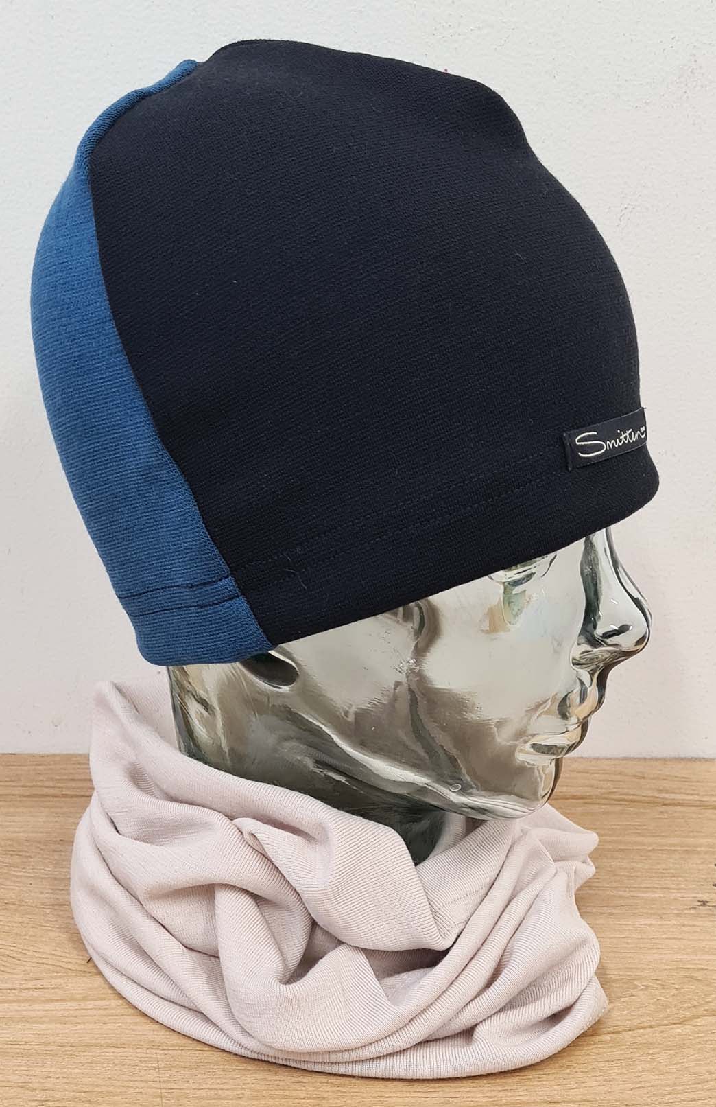 Black & Storm Teal Unisex Merino Wool Thermal (360g) Beanie