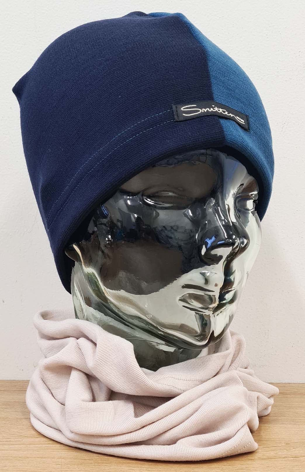 Navy Blue & Storm Teal Unisex Merino Wool Thermal (360g) Beanie