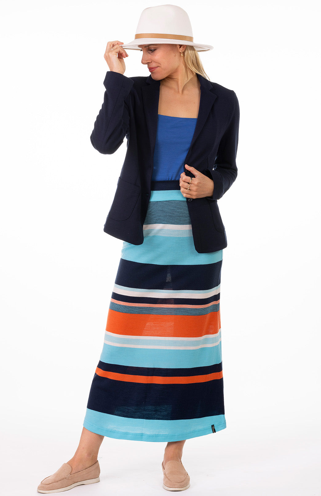 Turquoise & Orange Multi Stripe 
