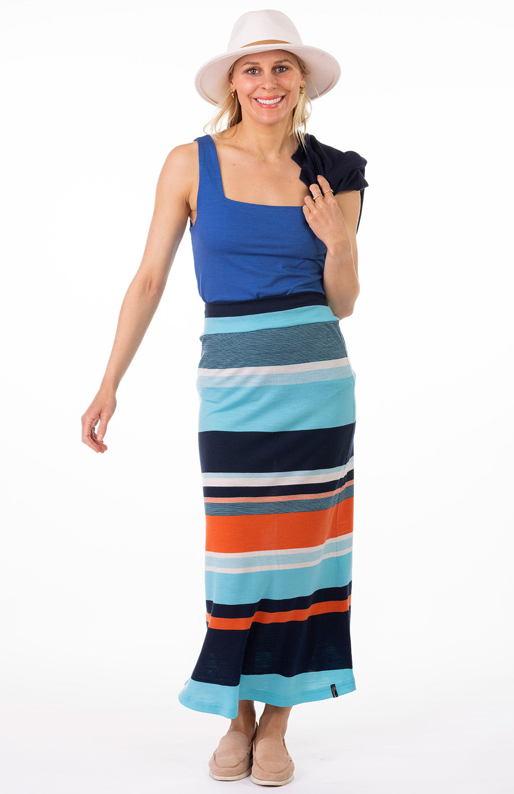 French Blue Women's Sleeveless Merino Wool Square Neck Tank Top