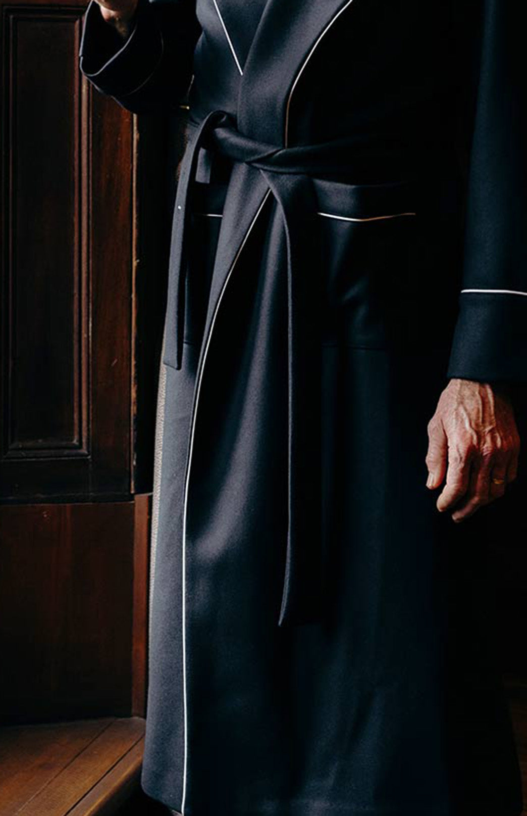 Black (Rib) 8cm wide Merino Wool Belt Tie