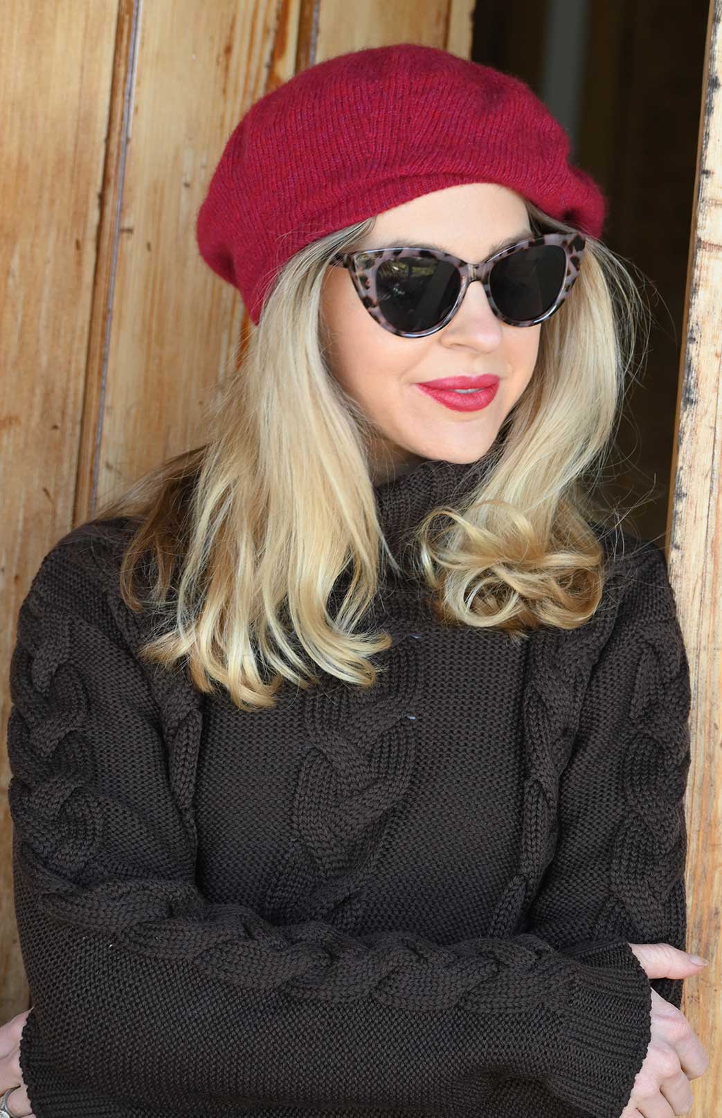 Chocolate Women's Merino Wool Cable Knit Jumper 