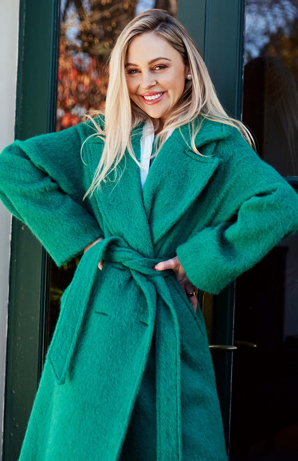 Our model wearing berlin coat