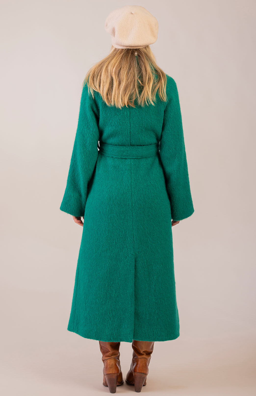 Emerald Green Women's Merino, Mohair and Alpaca Long Trench Coat