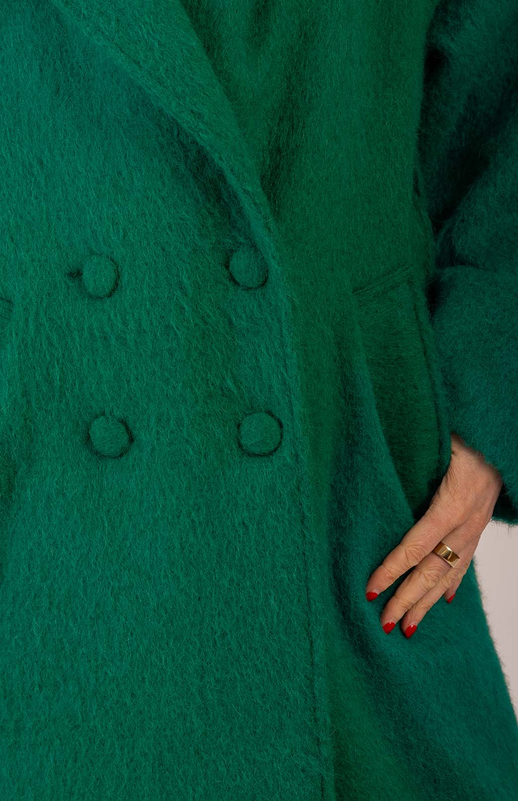 Emerald Green Women's Merino, Mohair and Alpaca Long Trench Coat