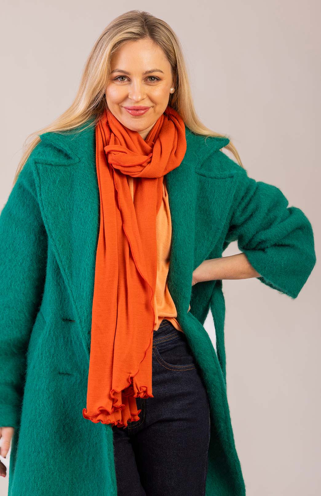 Emerald Green Women's Merino, Mohair and Alpaca Long Trench Coat