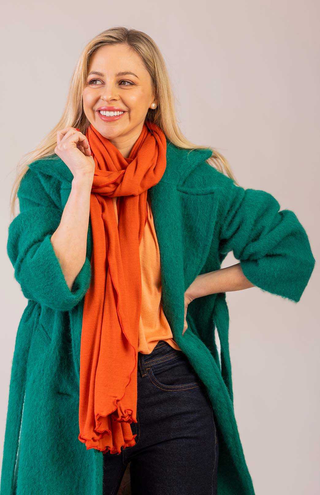 Emerald Green Women's Merino, Mohair and Alpaca Long Trench Coat