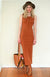 Cinnamon Women&#39;s Sleeveless Merino Wool Midi Dress with Button Detail
