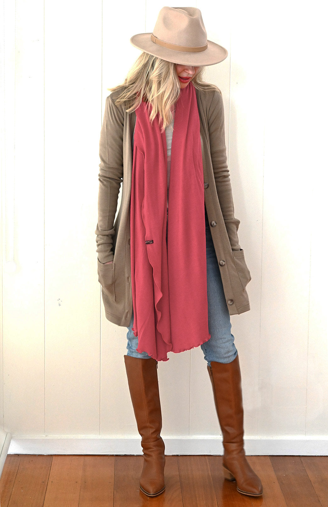 Raspberry Pink Women's Merino Wool Luxury Scarf