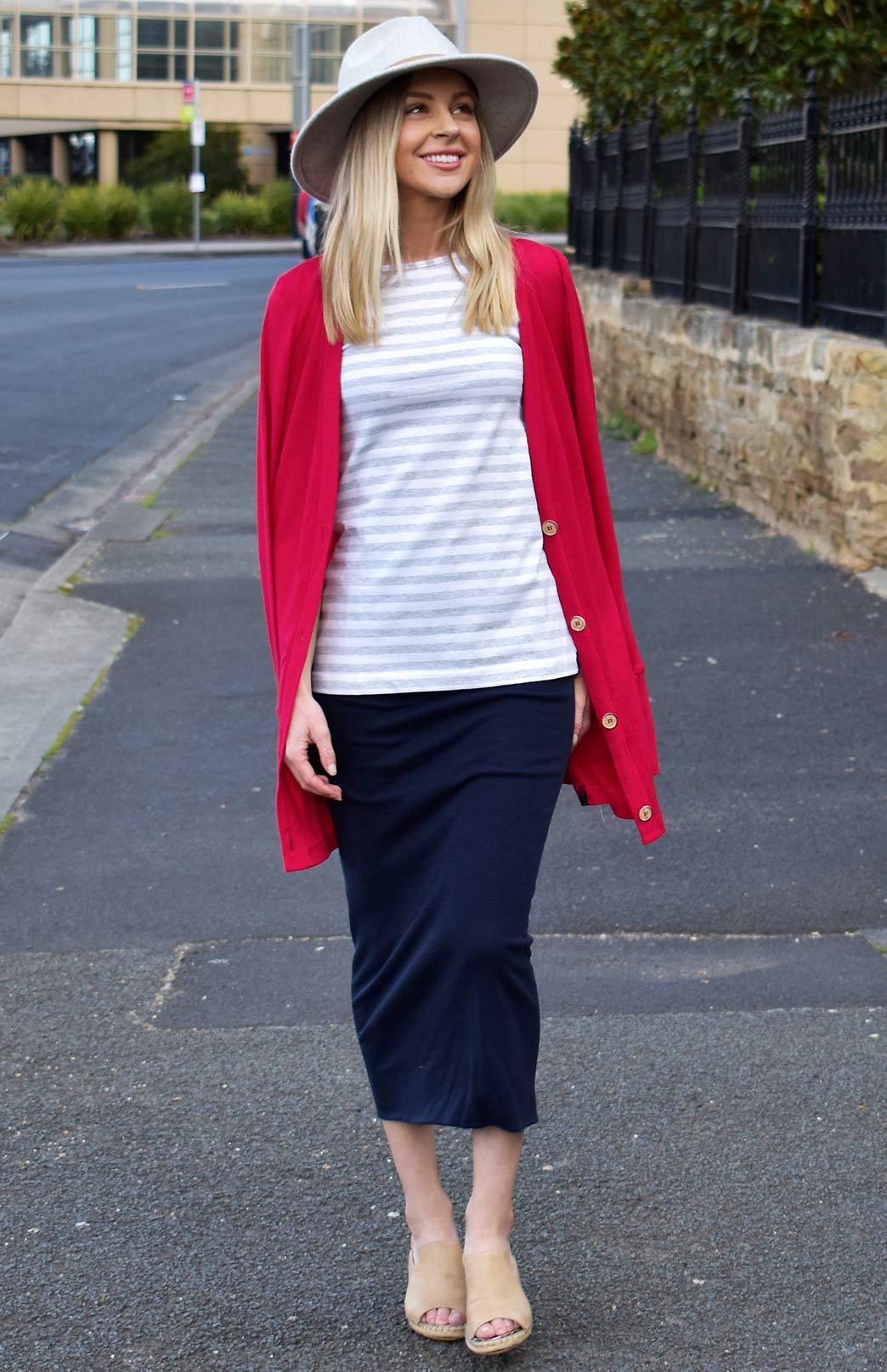 Midnight Blue Women's Merino Wool Long Tube Skirt
