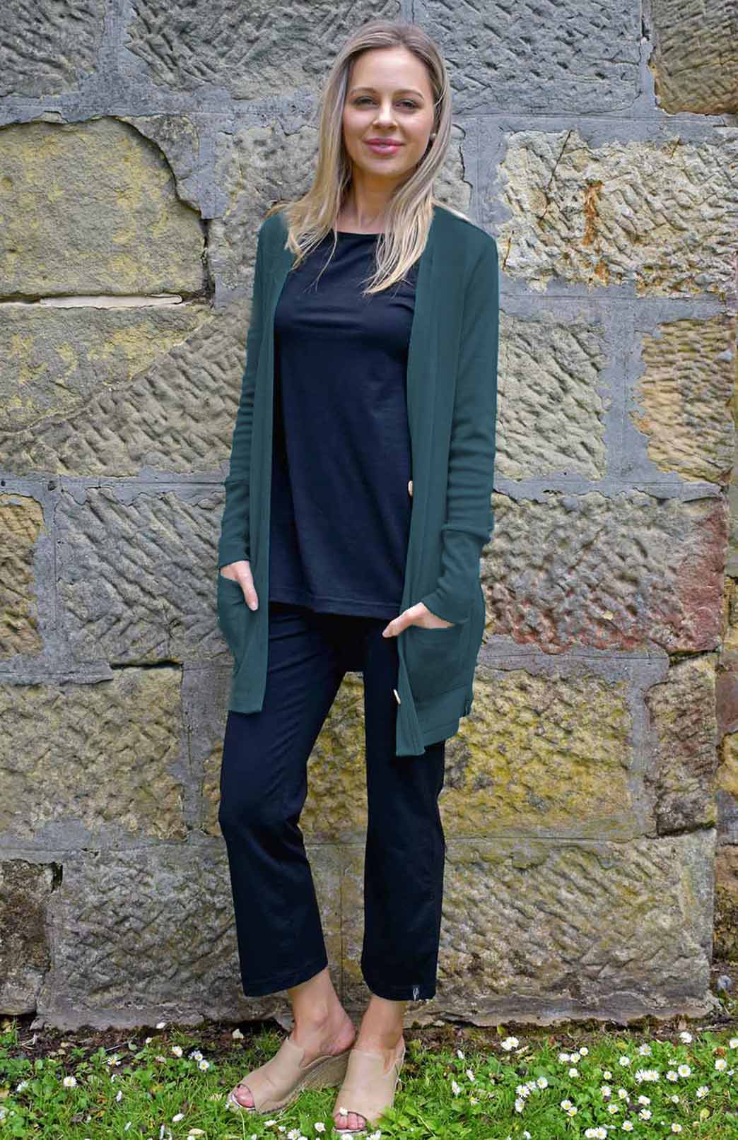 Deep Sea Green Women's Merino Wool Capri Pants