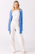 Cornflower Blue Women&#39;s Merino Wool Crop Cardigan with 3/4 Sleeves

