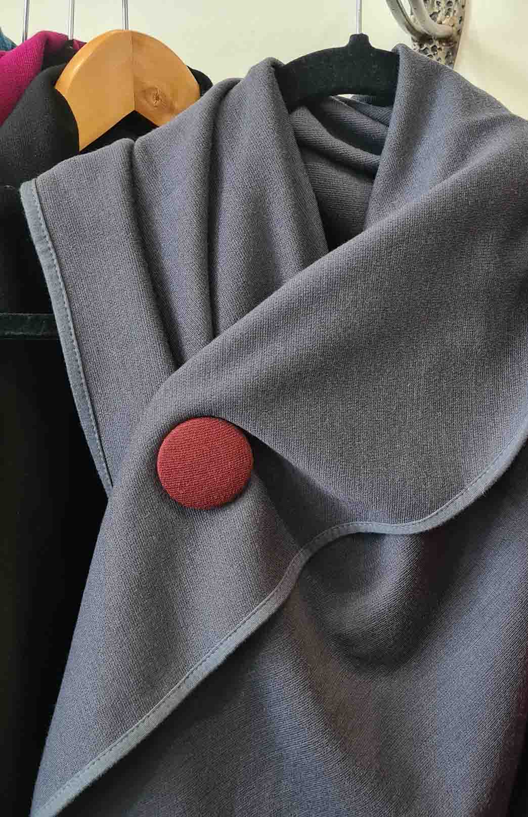 Burgundy Red Women's Merino Wool Magnetic Button Brooch