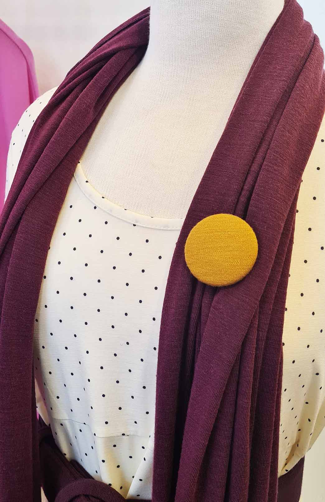 Mustard Yellow Women's Merino Wool Magnetic Button Brooch