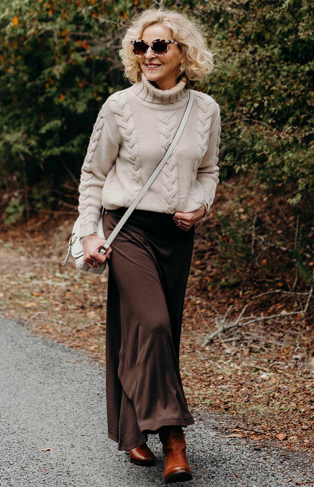 Chocolate Women's Merino Wool Midweight A-Line Midi Skirt

