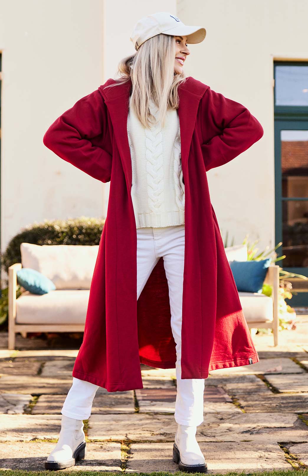 Chilli Red Women's Merino Wool Fleece Winter Coat 