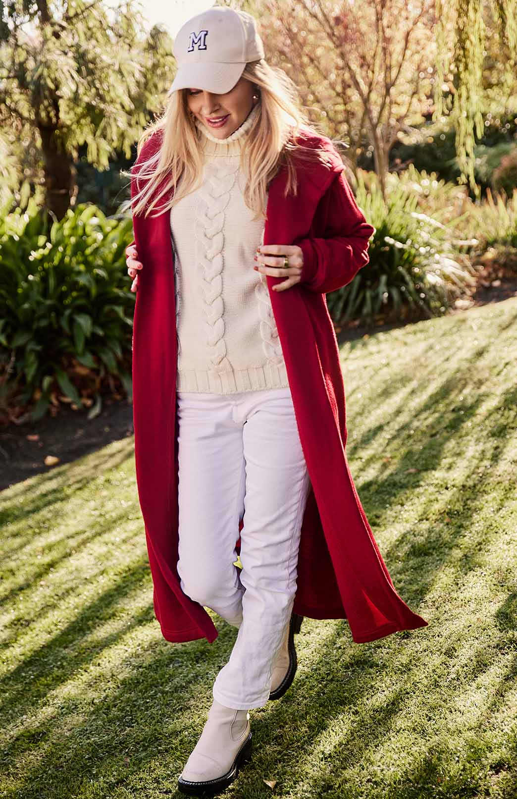 Chilli Red Women's Merino Wool Fleece Winter Coat 