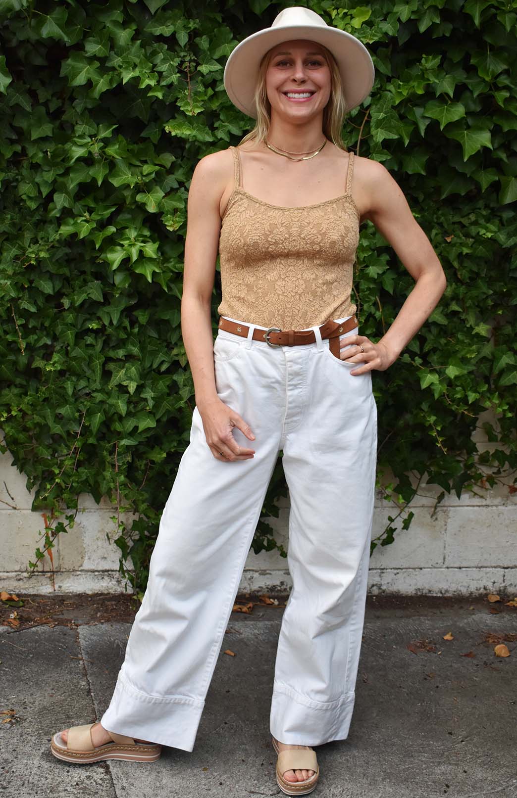 Gold Lace Women's Merino Wool Layering and Activewear Camisole Top