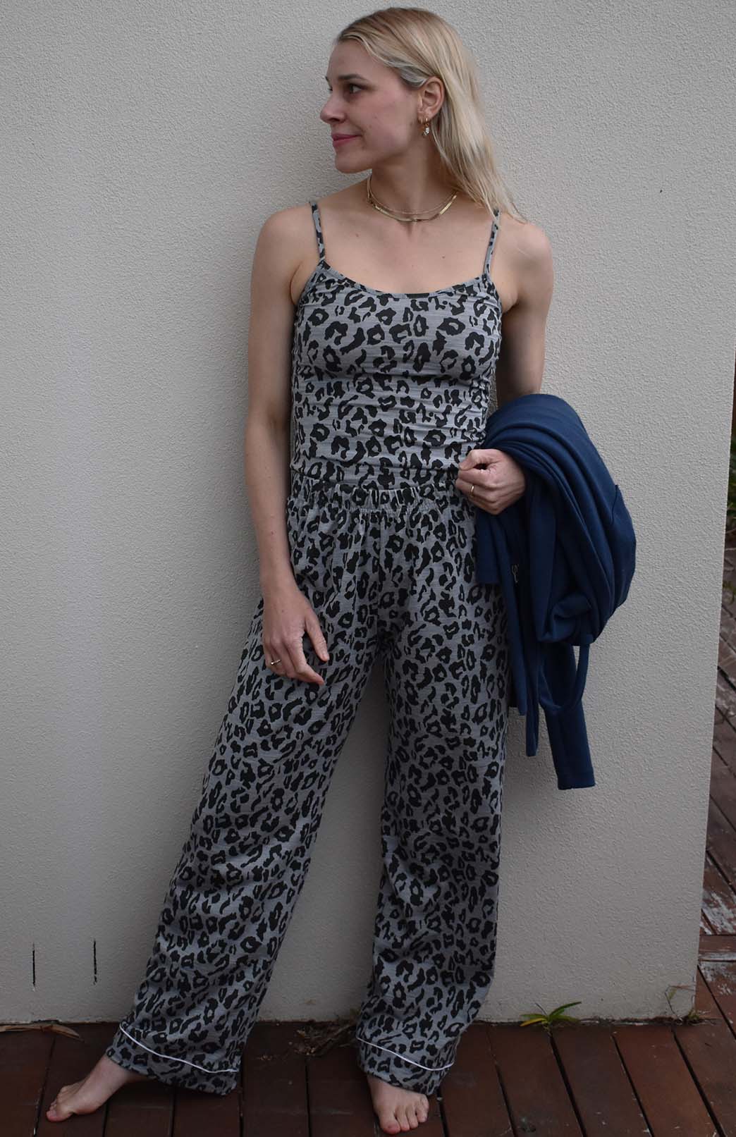 Grey Marl Leopard Women's Merino Wool Layering and Activewear Camisole Top