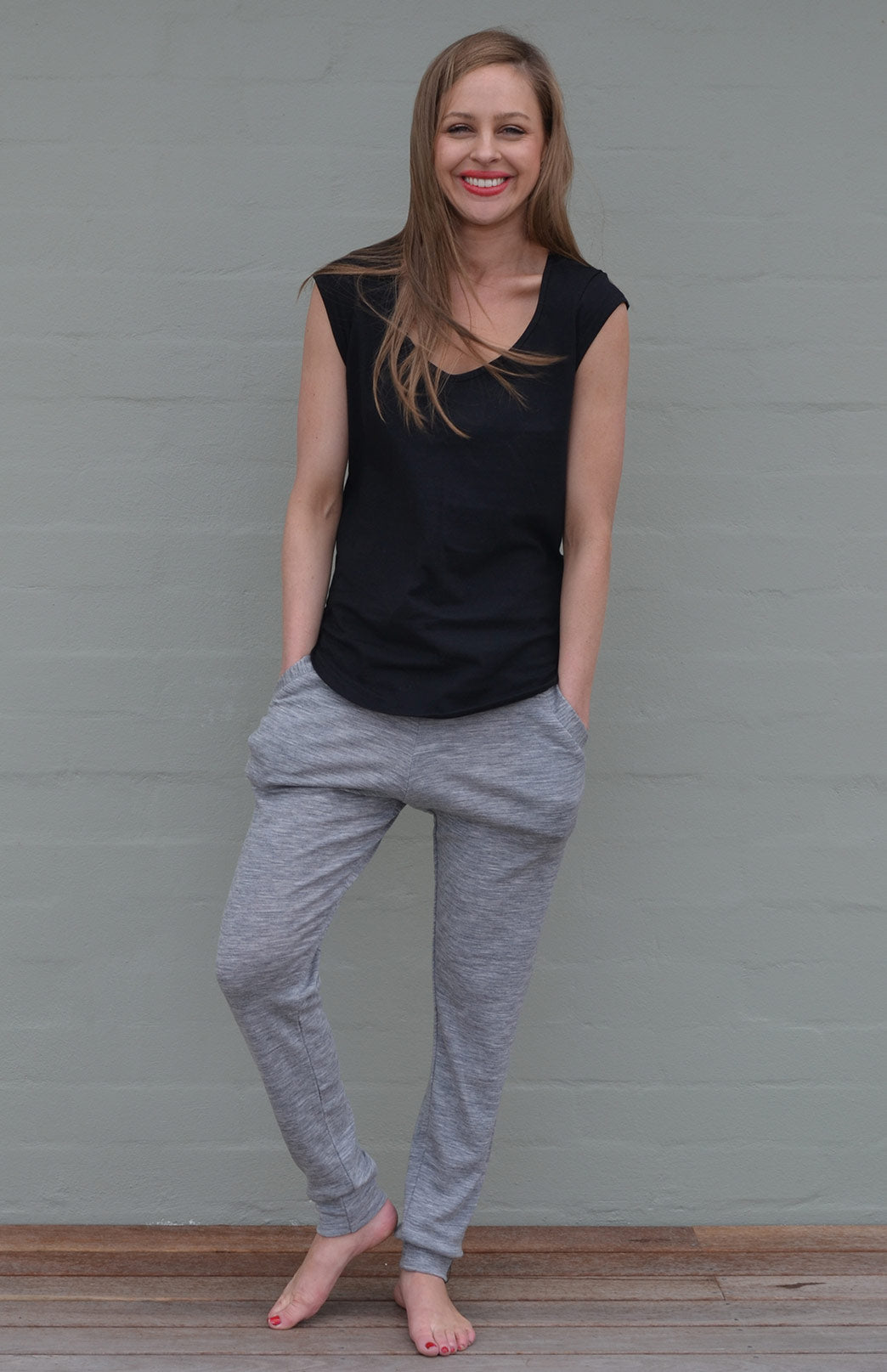 Black Women's Merino Wool Cap Sleeve T-Shirt