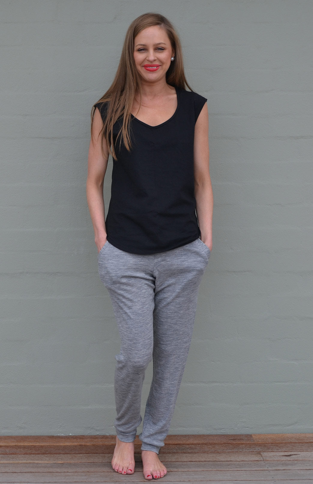 Black Women's Merino Wool Cap Sleeve T-Shirt