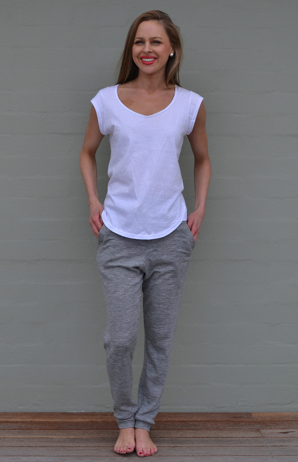 Light Grey Marl Women's Merino Wool Lounge Pants