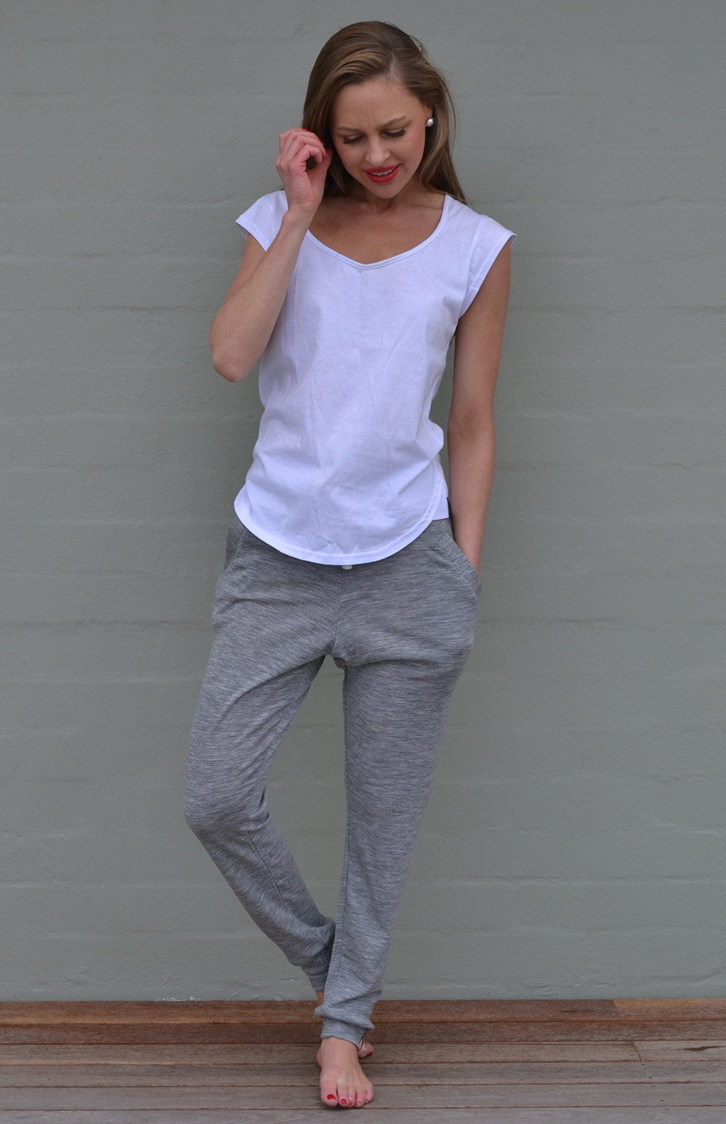 Light Grey Marl Women's Merino Wool Lounge Pants