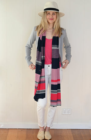 Rose Candy Pink & Navy Multi Stripe