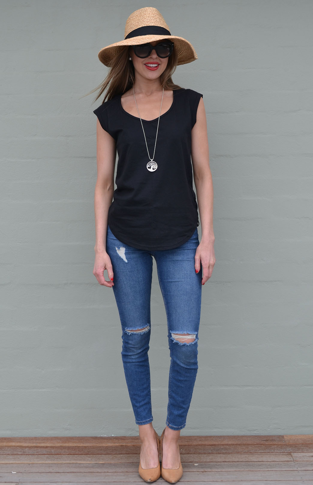 Black - Cotton Jersey Women's Organic Cotton Cap Sleeve Fashion T-Shirt