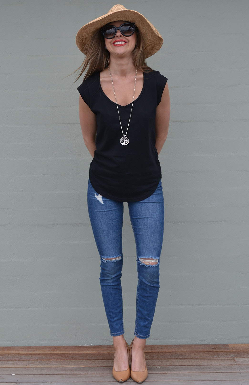 Black - Cotton Jersey Women's Organic Cotton Cap Sleeve Fashion T-Shirt