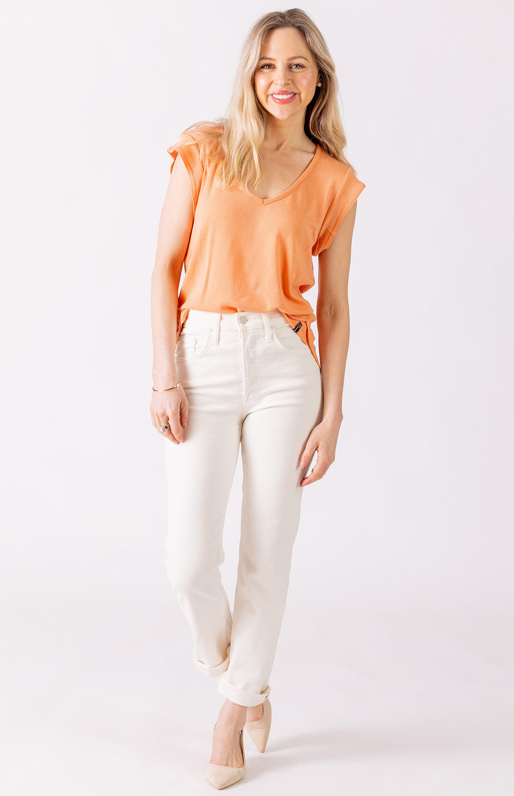 Peach Guava Women's Merino Wool Cap Sleeve T-Shirt