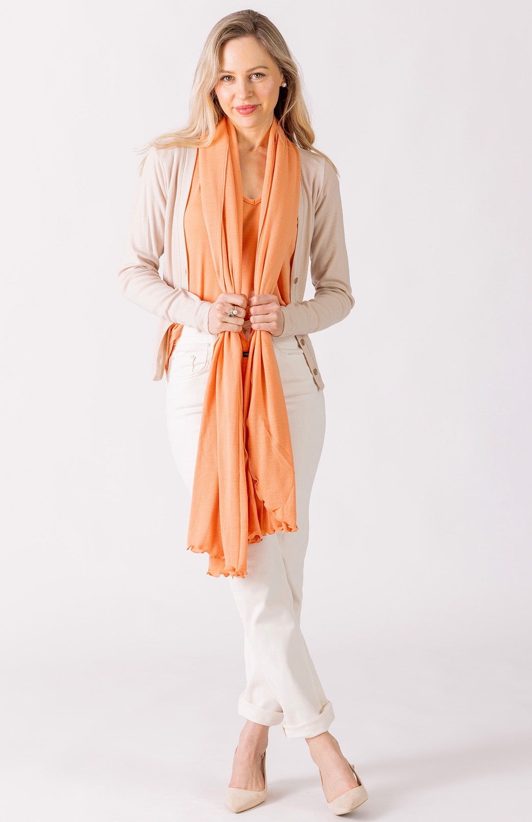 Peach Guava Women's Merino Wool Luxury Scarf