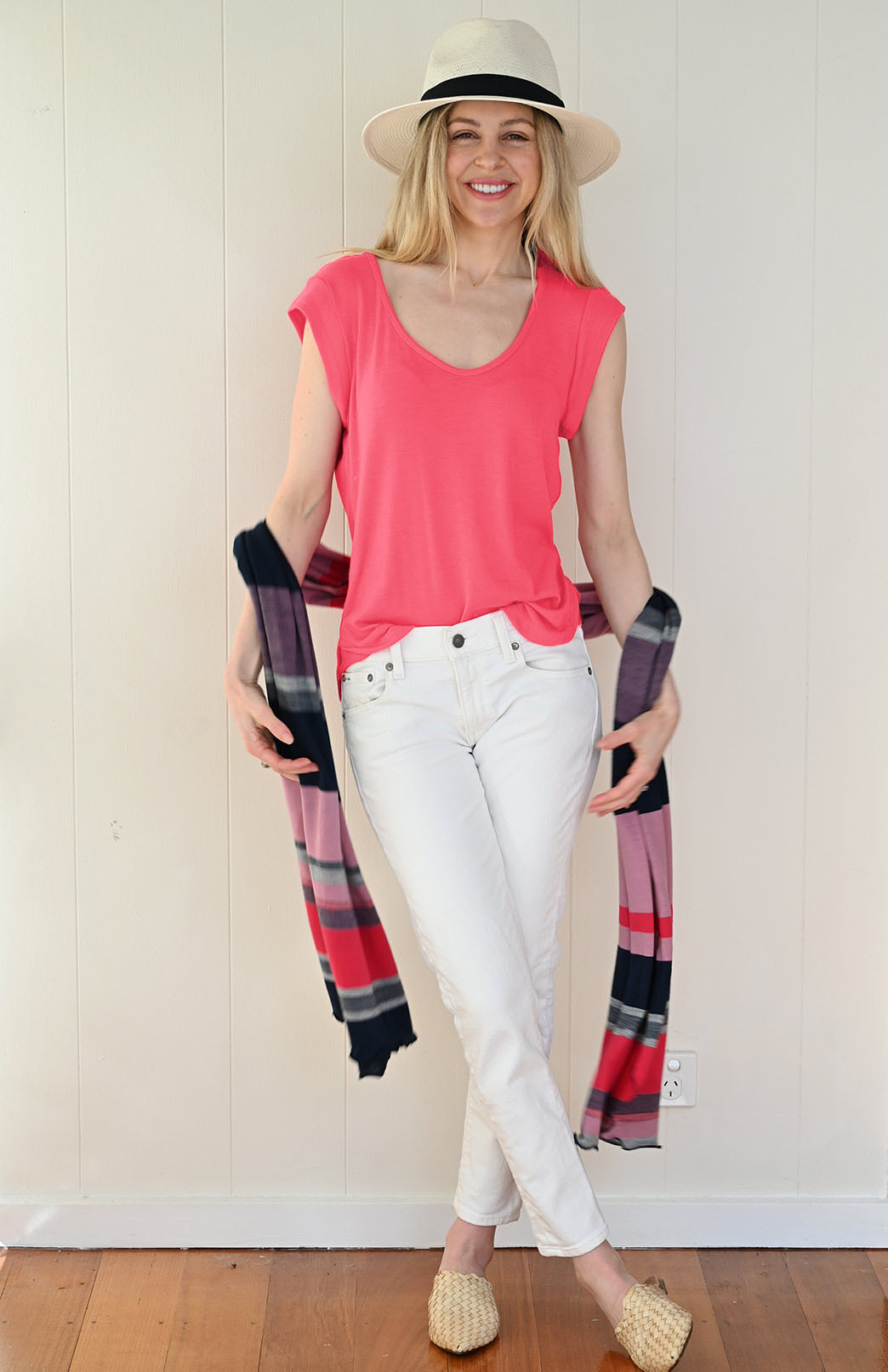 Hot Pink Women's Merino Wool Cap Sleeve T-Shirt