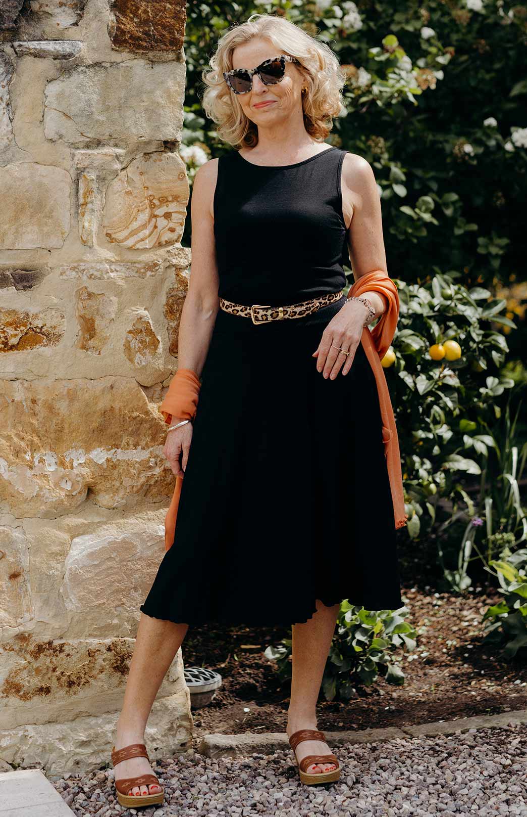 Black Women's Merino Wool Sleeveless Capri Top